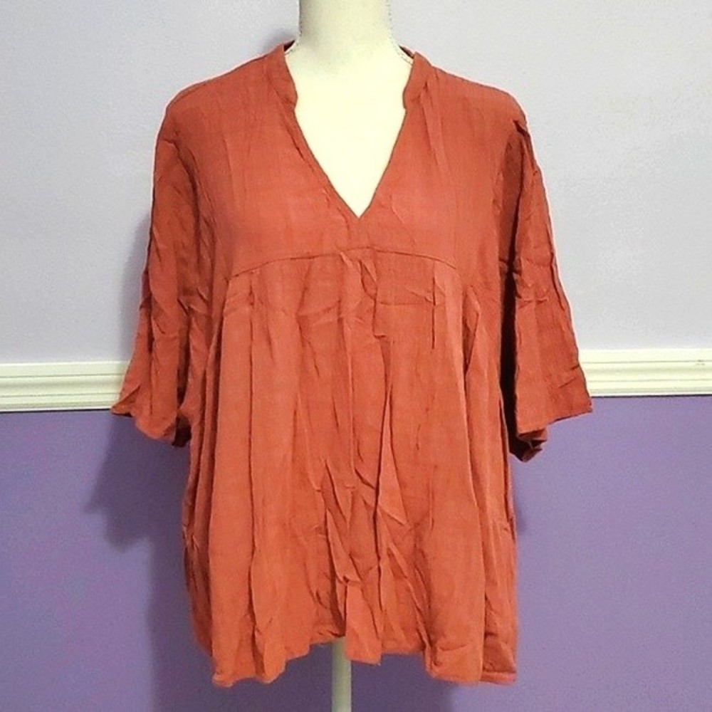 Knox Rose Rusty Mauve Boho Dolman Sleeve Flowy Lagenlook Top XXL